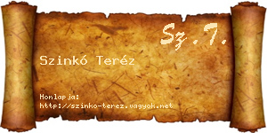 Szinkó Teréz névjegykártya